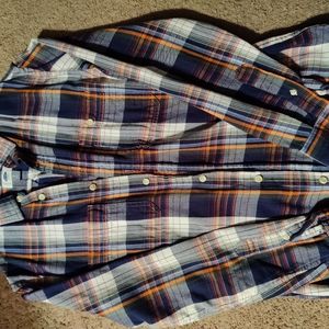 Old Navy Sm Slim Fit Button-Down Shirt Blue Orange